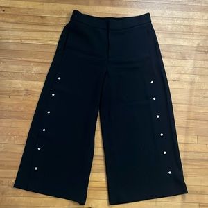 Zara Black Wide Leg Cropped Trousers - XL